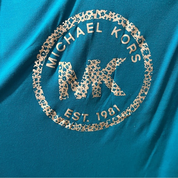 MICHAEL KORS Sleeveless Logo Top – Teal Blue – Size L - Picture 5 of 7